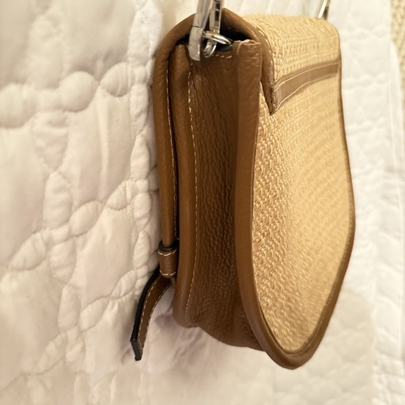 J.Jill Addison Saddlebag crossbody woven jute with brown leather trim - Picture 3 of 8